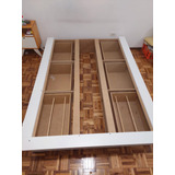 Cama Con 6 Cajones Box . Base Somier. Con Cajonera Blanca