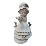 Figura Estatua Adorno Porcelana Musical Giratorio Niña