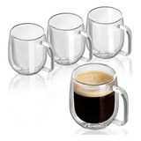 Double Wall Glasses Clear Coffee Mugs Tea Cups Set Of 4 -...