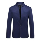 Saco Blazer Moderno Elegante Con Cuello Mao Slim Fit México