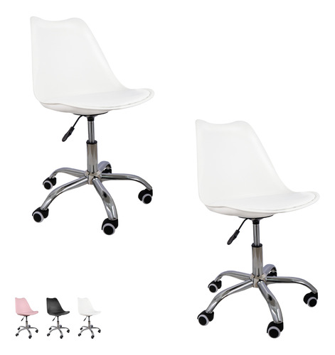 2 Sillas De Oficina Acolchonadas Eames Tulip Con Ruedas