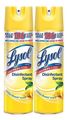 Lysol Desinfectante En Aerosol Aroma Limon Importado Pack 2