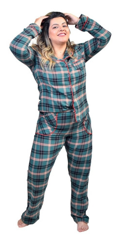 Pijama Feminino Bumabei  Americano Inverno Flanela - 2090