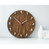 Reloj De Madera Con Esquiadores, Decoración De Invierno 10