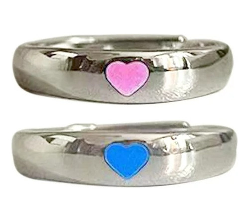 Anillos Novios Pareja Corazón Compromiso Luminiscente