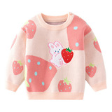 Jersey De Algodón Para Niña Strawberry Bunny Knit