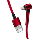 Cable Para Lightning Datos Mallado Soporte Metal 2.4a Skyway Color Rojo