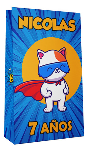 Bolsitas Golosineras Personalizadas Gato Superheroe X10