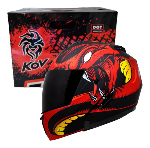 Casco Abatible Kov Rojo Negro Viper Certificación Dot