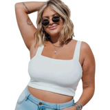 Top Cropped Plus Size Alça Larga Verão