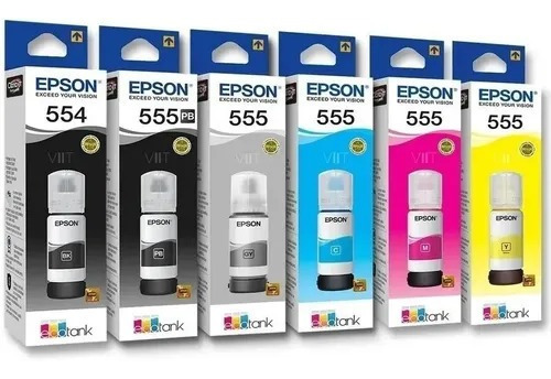Combo Tinta Epson 555 554 L8160 L8180 Original 6 Colores