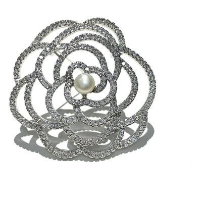 Broche De Camelia Con Perlas De Agua Dulce Estilo Chanel,