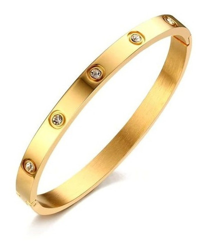 Bracelete Feminino Dourado Pulseira De Aço Inox Banhado Ouro