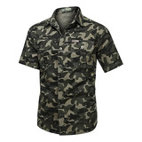 Camisa Militar Masculina De Camuflagem De Manga Curta