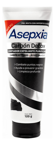 Asepxia Carbón Limpiador Líquido Exfoliante 120 Gr.