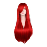 Peluca Lacia Roja Simil Natural Cosplay Drag 65cm