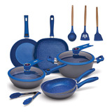 Batería De Cocina Flavorstone Ligth Family Set 12piezas Color Azul