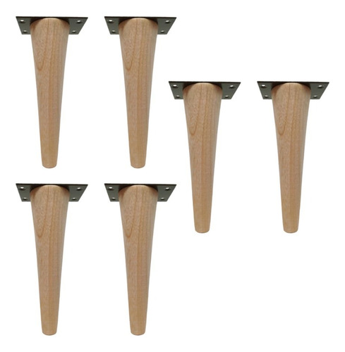 Patas De Madera 20cm Para Muebles - Cónica Recta X6 Und