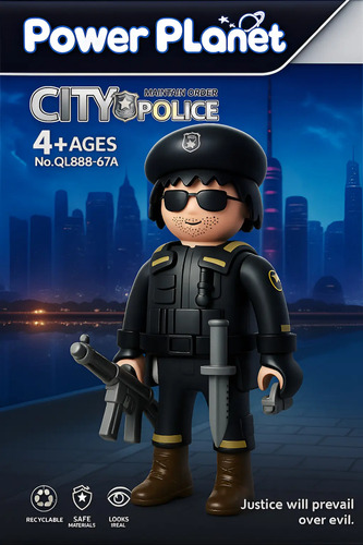 Set Figura Policía Con Accesorios Power Planet