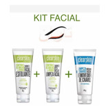 Gel Limpeza Facial Clearskin + Esfoliante + Máscara Cravos