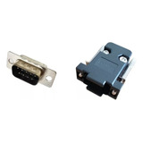 Conector Db9 Macho + Capa Plástica Preta Kit Longo - 50 Kits