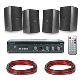 Kit Som Ambiente Frahm Amplificador Bluetooth Usb + 4 Caixas