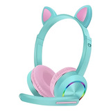 Fone Headset Gamer Gatinho Luminoso Akz-020 Com Fio 3.5mm