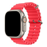 Pulseira Ocean Para Apple Watch Ultra 49mm 45mm 44mm 42mm Cor Vermelho