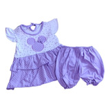 Conjunto De Algodón Vestido Y Bombacha / 0-3  Meses 