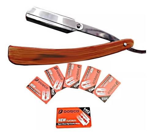 Barbera Navaja De Afeitar Madera Metal + 10 Cuchillas Oferta