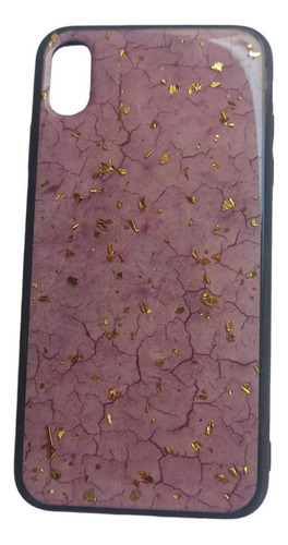 Funda Delgada Borde Goma Brillos Dorado Para iPhone XS Max