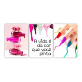 Kit Placas Quadros Decorativos 3 Pçs 20x30 Manicure Pedicure