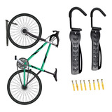 Kit Con 2 Soportes Gancho Para Colgar Bicicletas En La Pared Color Negro