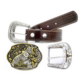 Kit Cinto Country Cowboy Largo 3 Fivelas Grande Rodeo Luxo 