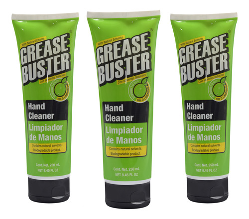 Limpiador Para Manos Natural Grease Buster Limon 250ml 3 Pzs