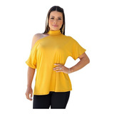 Camisa Feminino Manga Curta Blusinha Gola Shocker Top