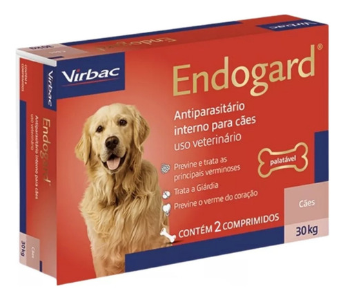 Endogard Vermífugo Para Cães 30kg C/ 2 Comprimidos - Virbac