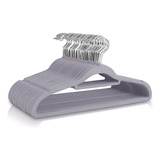 Set Ganchos Terciopelo Ropa 50pz Resistentes Giro 360 Calida Color Gris