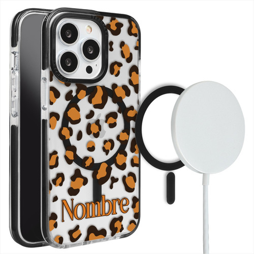 Funda Para iPhone Magsafe Leopardo Personalizada Con Nombre