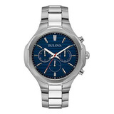 Bulova De Los Hombres De Acero Inoxidable Esfera Azul Reloj 