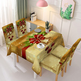 Mantel Navideño Rectangular 140*210 Cm+6 Fundas For Sillas