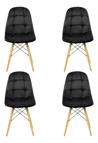 Kit 4 Cadeiras Eames Botonê Veludo Velvet Varias Cores