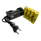 Kit Carregador Duplo +4 Bateria 18650 9800mah 3,7v 4,2v