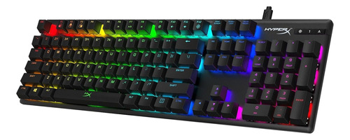 Teclado Gamer Hyperx Alloy Origins Qwerty Aqua Inglés Us Color Negro Con Luz Rgb