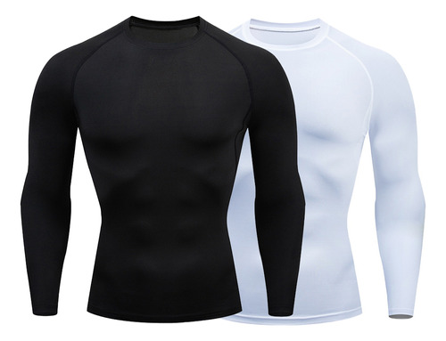 2pcs Playera De Licra Deportiva Para Hombre Compresión Gym