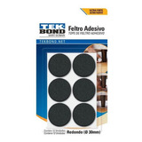 Fieltros Adhesivos Redondo 30mm Negro 12un. Tekbond