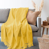 Kit 2 Mantas Para Sofá Grande Decorativa Lisa Artesanal Luxo Cor Amarelo