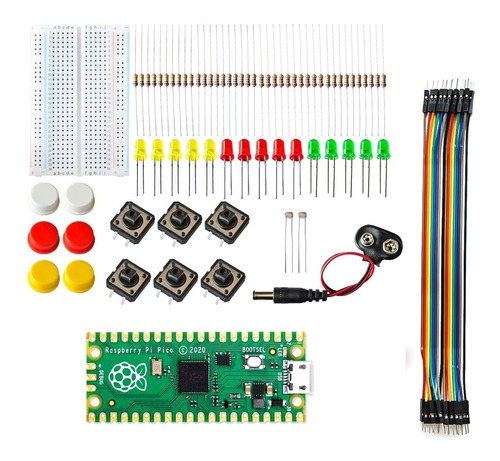 Kit Iniciante Raspberry Pi Pico Com Componentes Eletrônicos