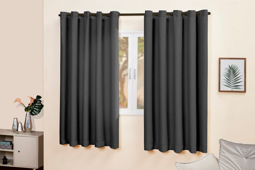 Cortina Decora Que Reduz 90% Blecaute Sem Voal 1,70x1,50 Cor Preto