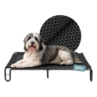 Cama Elevada Perro Catre Mascotas 122x85x20cm Esquimal Pets Negro Liso